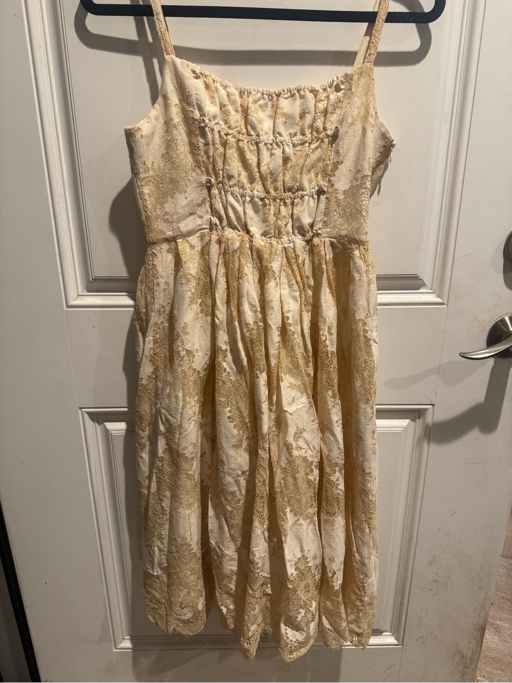 Ninth planet Cream Lace Overlay Sundress